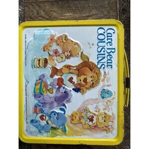 VINTAGE 1985 Metal Yellow Care Bears Cousins Lunch Box - Aladdin Industries